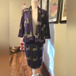 Kasper Skirt Set Women's 6 Purple Gray Poly Blend Work Business Casual a8